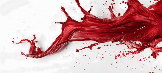 Dynamic Red Liquid Splash in High-Resolution Isolated on White Background