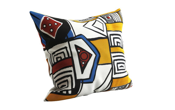 Ndebele Print Pillowcase On Transparent Background.
