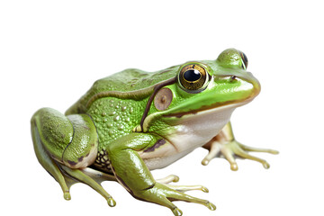 Fototapeta premium Close-up Image of a Green Frog on a White Background