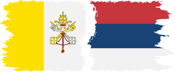 Serbia and Vatican grunge flags connection vector