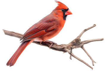Majestic Northern Cardinal Perched on a Weathered Branch