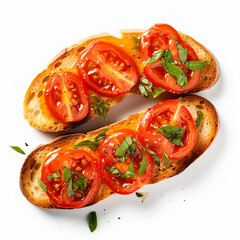 Tangy Tomato Bruschetta isolated on a white background
