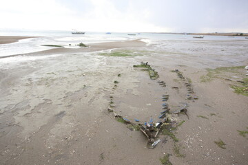 hull of an old boat on beach