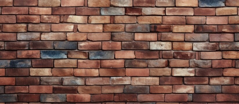 A brick wall constructed with small bricks, creating a textured surface. The bricks are evenly laid out in a repeating pattern, forming a sturdy structure.