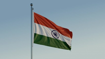 India Bharat New Delhi Flag loop looping Cinematic Realistic Waving Motion Blue Sky