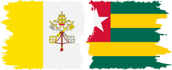 Togolese Republic and Vatican grunge flags connection vector