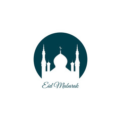 eid mubarak silhouette mosque flat design vector illustration. Arabic Muslim design for Ramadan Kareem. Vector mosque isolated on background. Landscape ramadan in muslim culture and islam religion.