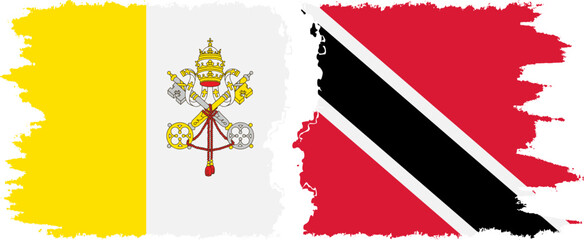Trinidad and Tobago and Vatican grunge flags connection vector
