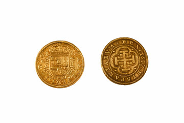 coin, gold, metal, means of payment, finance, round, spain, vint