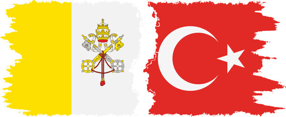 Turkey and Vatican grunge flags connection vector