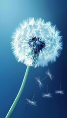Captivating shot of a delicate dandelion seed floating gracefully through the air in the wind