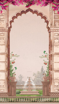 arch design invitation indian wedding card template