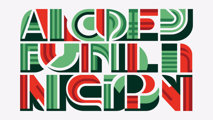 Vibrant abstract typography art with bold green and red letters, ideal for modern background designs