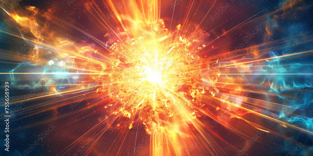 Wall mural illustration of laser beams in space, abstract colorful background. created with generative ai