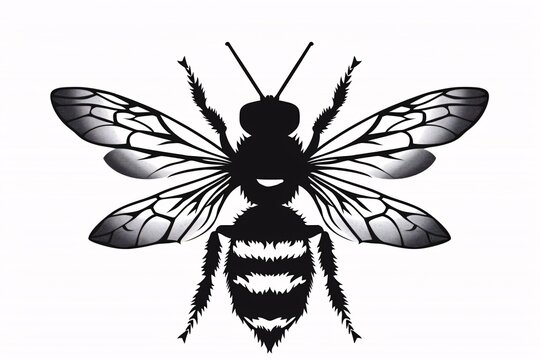 a black and white image of a bee