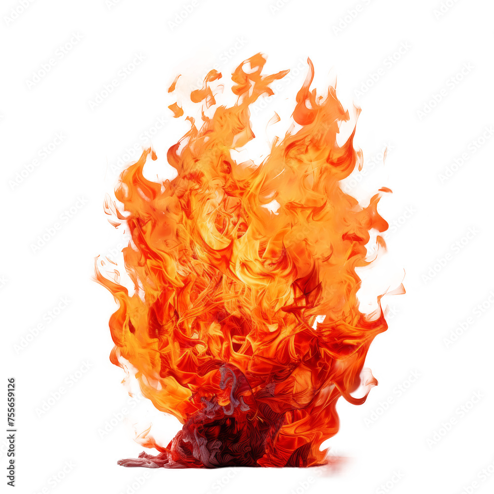 Poster fiery flames isolated