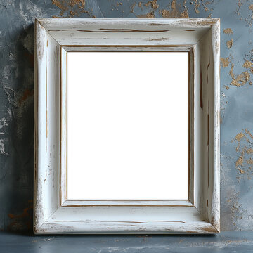 White frame leaning on dark plaster wall, ai technology
