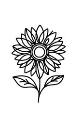 Sunflower Svg, Sunflower with leaves Svg, Sunflower Line Art, Flower Svg, Sunflower Clipart, Sunflower Cricut, Cut file for Cricut