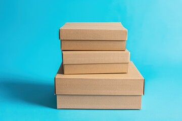 cardboard box sits on top of a blue background