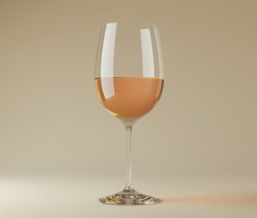 A natural wine glass with a pink glass and a white base, in a light brown and light orange style.