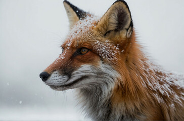 Fox in Snow Close-Up