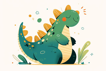 Cute dinosaur illustration, children education concept illustration