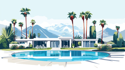 Palm springs flat vector isolated on white background