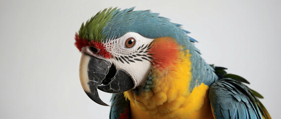 Close Up of Colorful Parrot on White Background