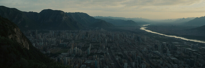 Fototapeta premium Aerial View of City and River
