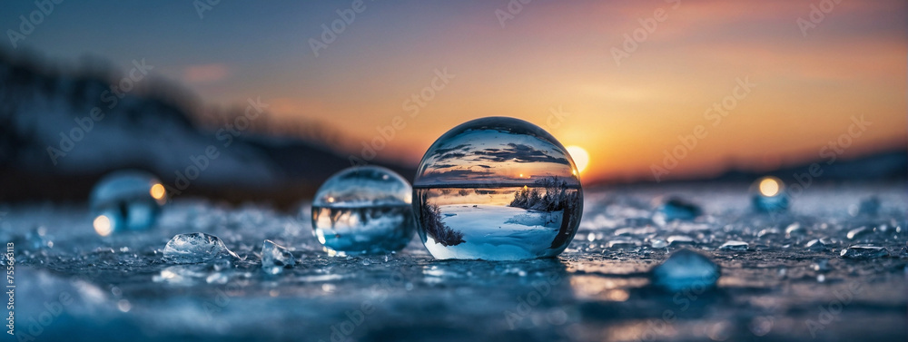 Canvas Prints Glass Balls on Snow-Covered Ground