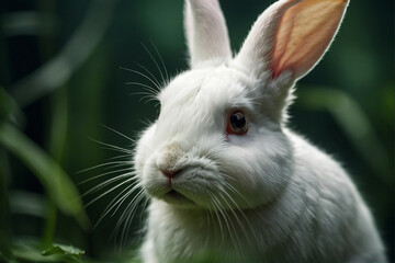 Obraz premium Close Up of a White Rabbit in a Field