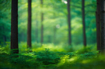 Fototapeta na wymiar Dense Green Forest Filled With Trees