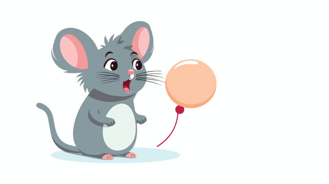 Mouse with speech bubble cartoon flat vector isolated