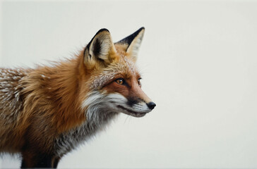 Close Up of a Red Fox on a White Background