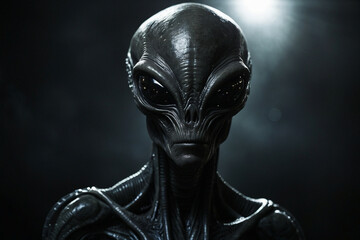 Close Up of an Alien on a Dark Background - obrazy, fototapety, plakaty