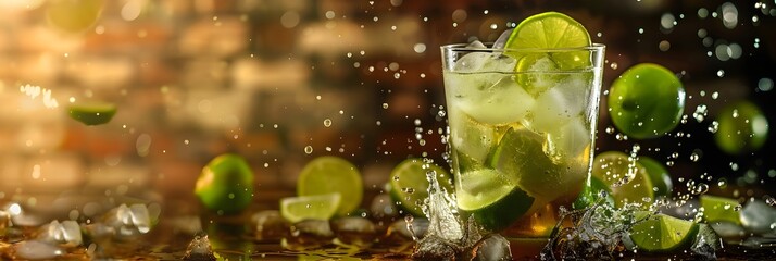 Caipirinha Cocktails Vibrant Essence A Refreshing Glass of Brazils National Drink - obrazy, fototapety, plakaty