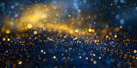 Golden glitter vintage lights background. gold and black De focused - Ai Generated