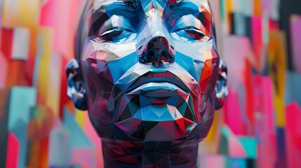 Colorful Polygonal Portrait of a Woman, To add a modern, artistic touch to any design project