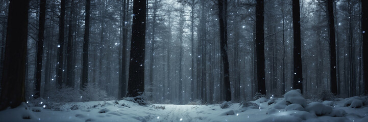Snowfall in Dark Forest