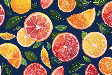 a pattern of oranges and lemons
