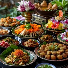 Obraz premium Songkran festival food celebratory dishes