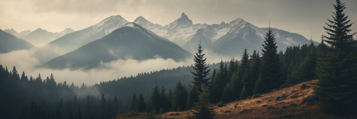 Obraz premium Foggy Mountain Range View