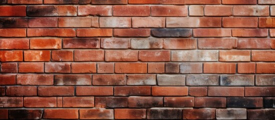 A red brick wall with a black grate positioned in the center, creating a stark contrast between the two elements. The bricks are arranged in a uniform pattern, while the grate adds a functional and