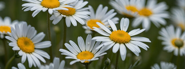 Fototapeta premium White Daisy Blooms Flourishing in a Lush Field During Springtime