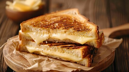 Grilled cheese sandwich golden crust melting middle