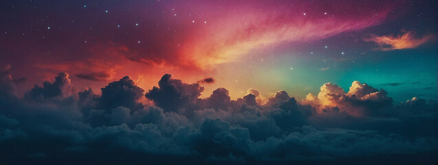 Naklejka premium Colorful Sky Filled With Clouds and Stars