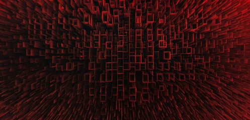 Red Abstract Squares and Lines Background
