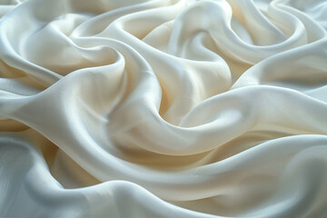 Fototapeta premium Beautiful shiny white and cream material, satin, silk.