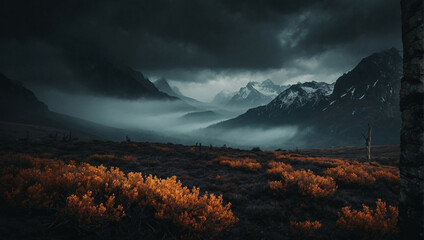 Stormy Landscape With Mountains - Powered by Adobe