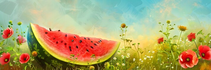 Obraz na płótnie Canvas Watermelon Wonder Natures Summer Picnic Advertising Banner